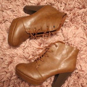 Brown laced booties